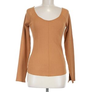Pact Women's Camel Ribbed Long Sleeve Top
